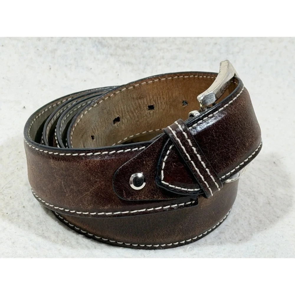 Links Kings Leather Belt Mens‎ 46 52 Brown Handcrafted Italian Western Heritage